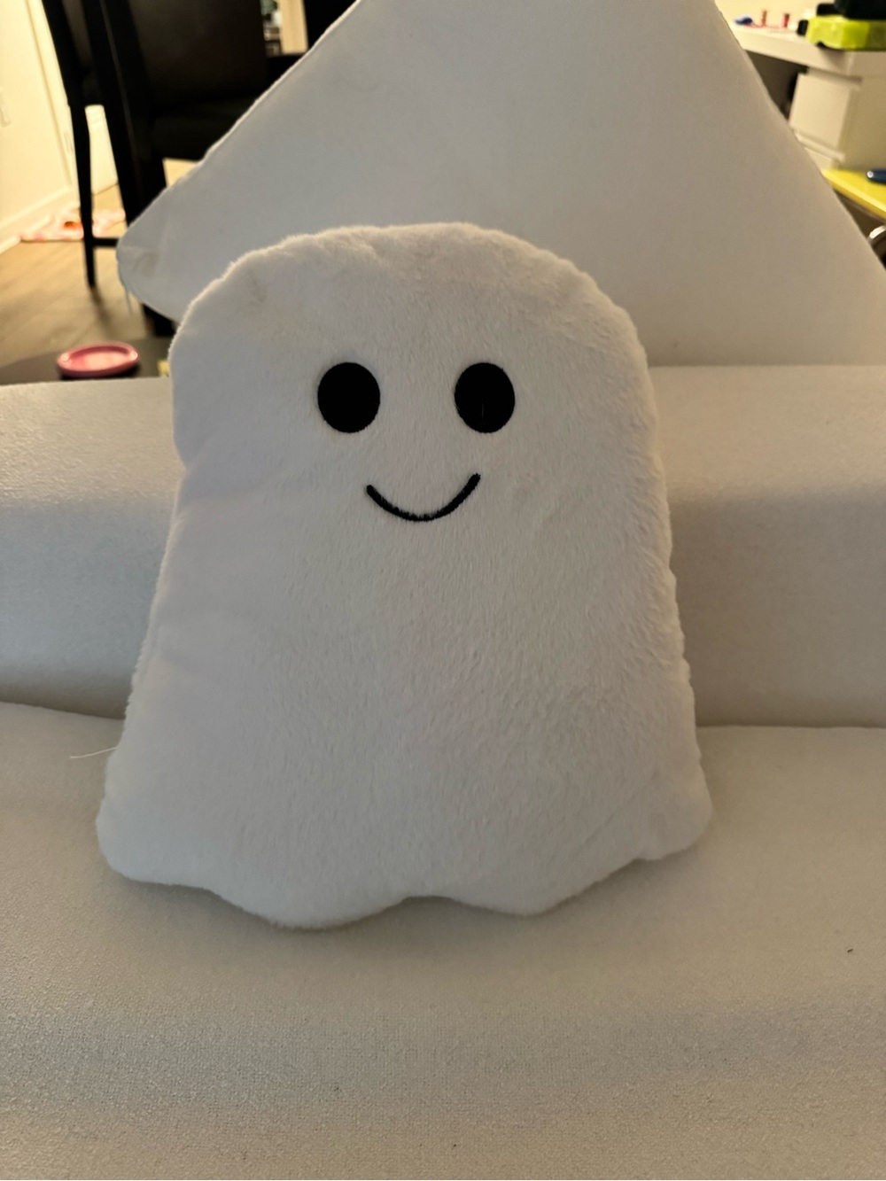 Target White Ghost Holiday Pillow with Black Face